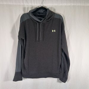 Under Armour Sweater Women's XL Grey Mock Neck Drawstring Loose Pullover